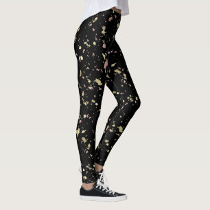Matte Guld och Ro Guld Flakes Black Leggings