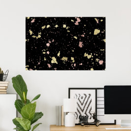 Matte Guld och Ro Guld Flakes Black Poster