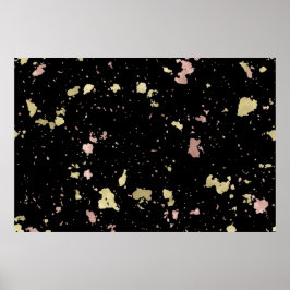 Matte Guld och Ro Guld Flakes Black Poster