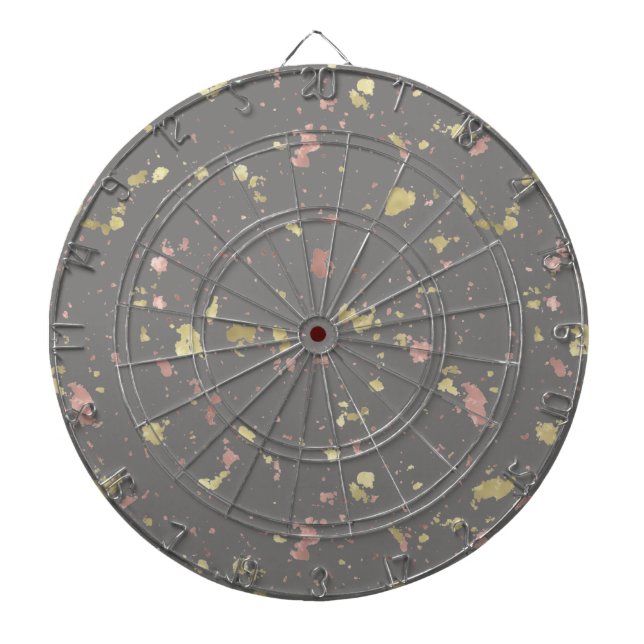 Matte Guld och Ro Guld Flakes Mörk Warm Grått Darttavla (Framsidan)