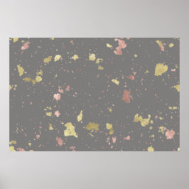 Matte Guld och Ro Guld Flakes Mörk Warm Grått Poster