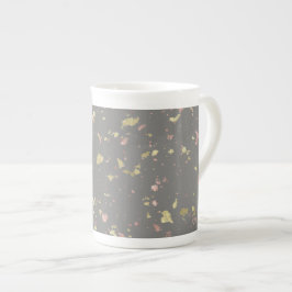 Matte Guld och Ro Guld Flakes Warm Mörk Grått Benporslin Mugg