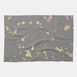 Matte Guld och Ro Guld Flakes Warm Mörk Grått Kökshandduk