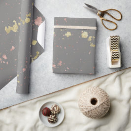 Matte Guld och Ro Guld Flakes Warm Mörk Grått Presentpapper