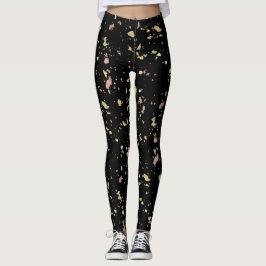 Matte guld och roséguldflak Svart Leggings