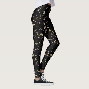 Matte guld och roséguldflak Svart Leggings