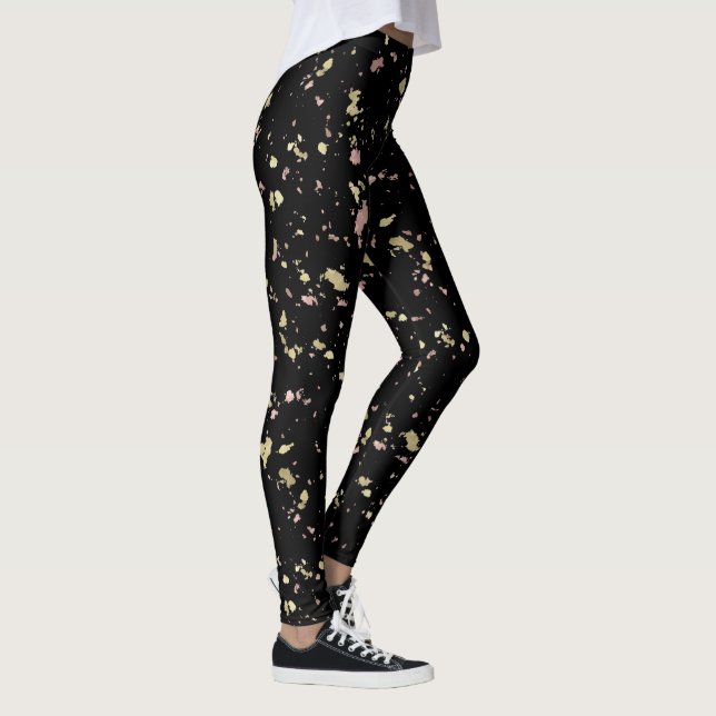 Matte guld och roséguldflak Svart Leggings (Höger)