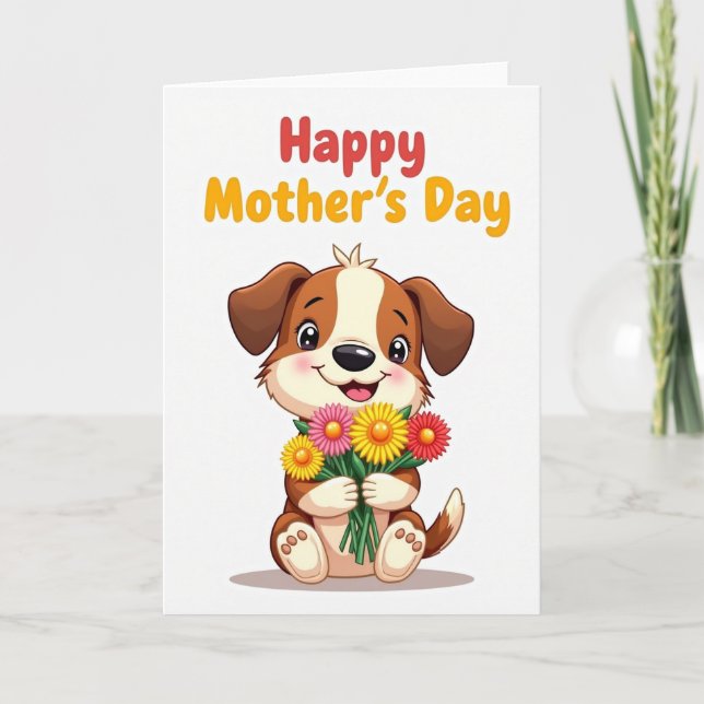 Matte Happy Dog Bouquet-kort Kort (Framsida)