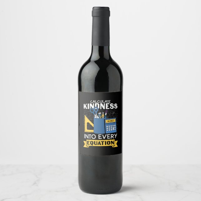 Matte lärare Beräkna Vänlighet Vinflaska Etikett (Framsida)