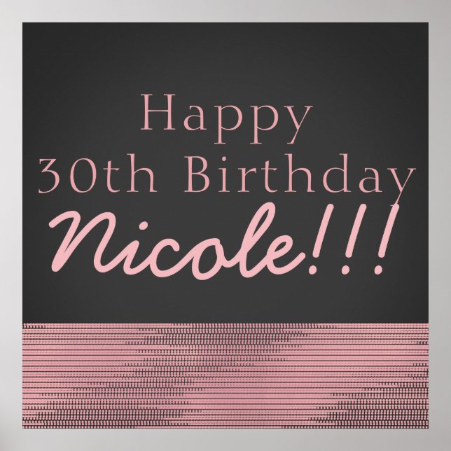 Matte Pink & Grey Modern Glam Sequin Party Banner Poster (Framsidan)