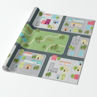 Matte slående in papper för gatavägkarta presentpapper