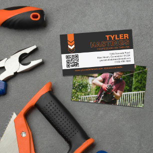 Matte Svart Orange Pilar QR-kod Foto Mall Visitkort