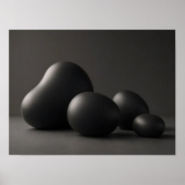 Matte Svart Organiska Former Minimalistisk Abstrak Poster