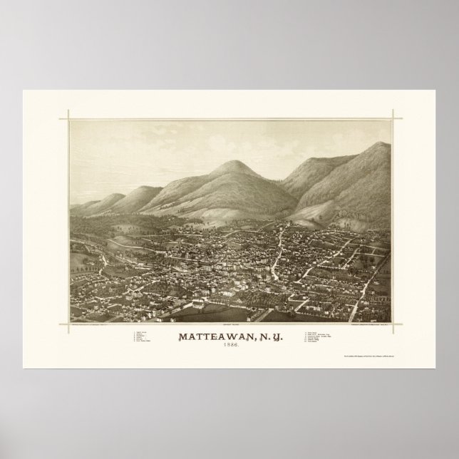 Matteawan, NY Panoramic Karta - 1886 Poster (Framsidan)