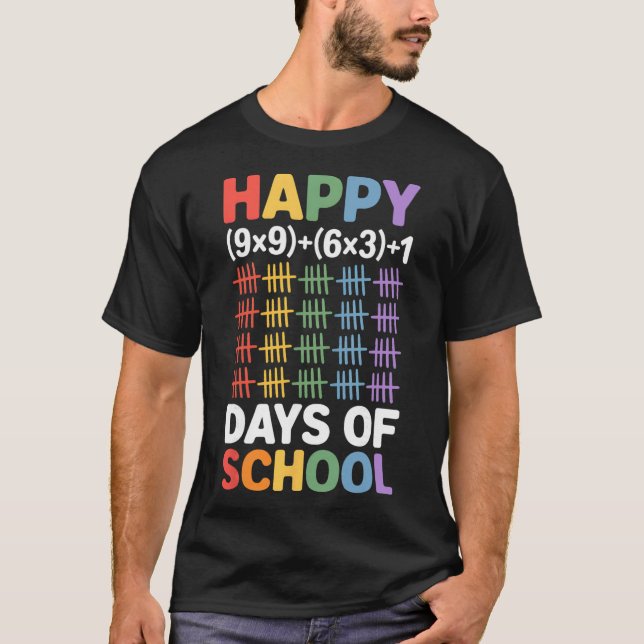 Matteformel 100 dagar av skolan rolig matematiklär t shirt (Framsida)