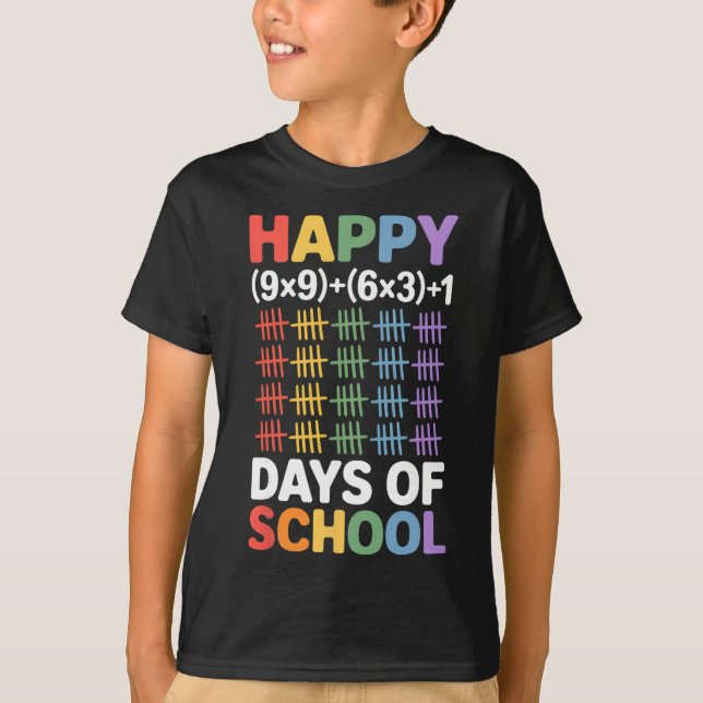 Matteformel 100 dagar i skolan Rolig matematiklära T Shirt (Framsida)