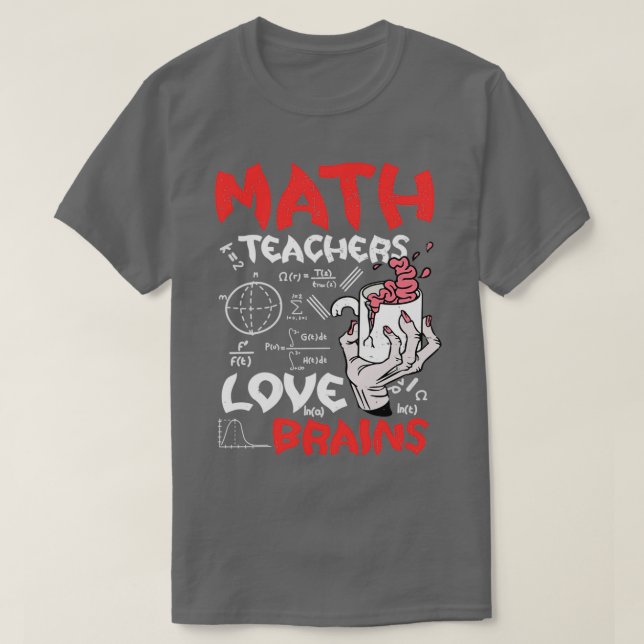 Mattelärare Kärlek Brains Halloween Teacher Teach T Shirt (Design framsida)