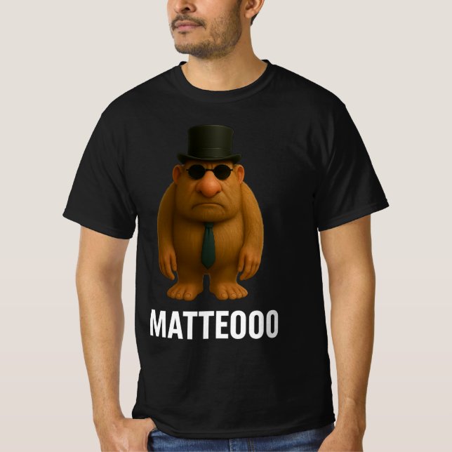 Matteo Mateo Matteooo Italiensk Brainrot Meme T Shirt (Framsida)