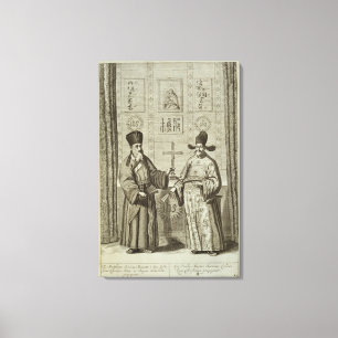 Matteo Ricci (1552-1610) och Paulus Li, från Canvastryck