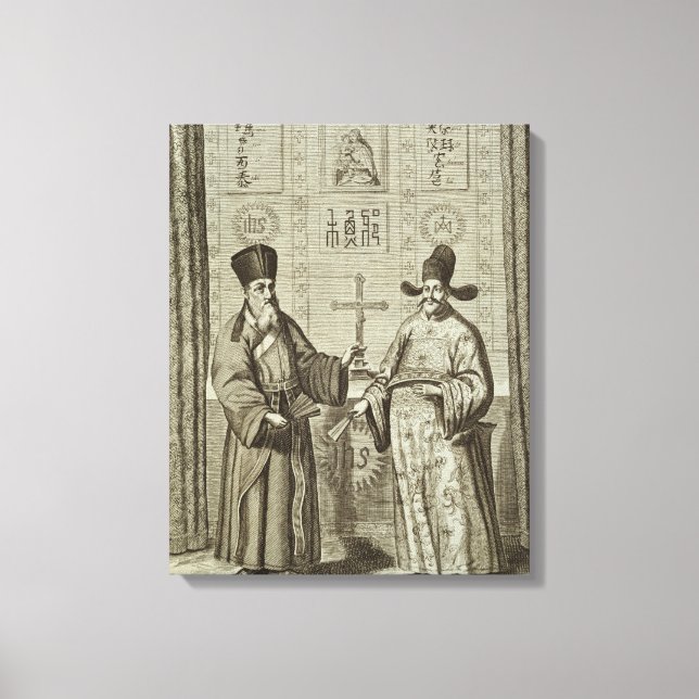 Matteo Ricci (1552-1610) och Paulus Li, från "Chin Canvastryck (Framsida)