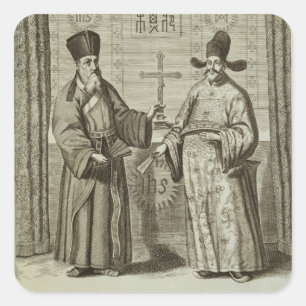 Matteo Ricci (1552-1610) och Paulus Li, från Fyrkantigt Klistermärke