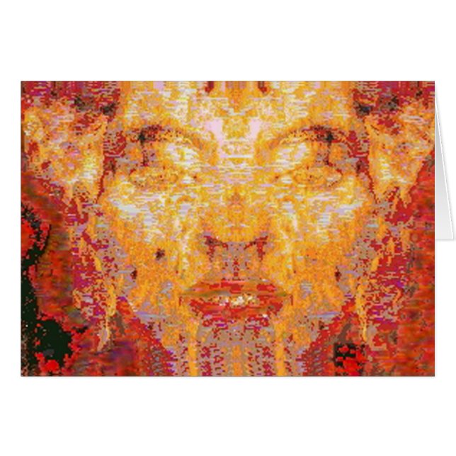 MATTER DOESN MATTER INTE Fractal Mask i Röd Gult Hälsningskort (Framsidan Horizontal)