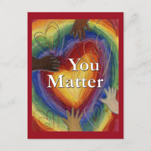 Matter Rainbow Hearts och Händer Art Postcard Vykort