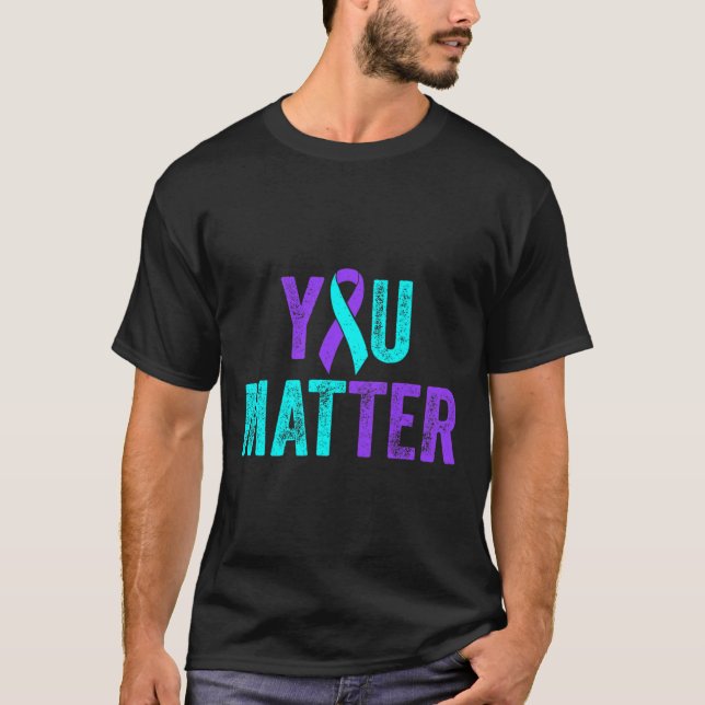 Matter Suicide Prevention Teal Lila Awarenes T Shirt (Framsida)