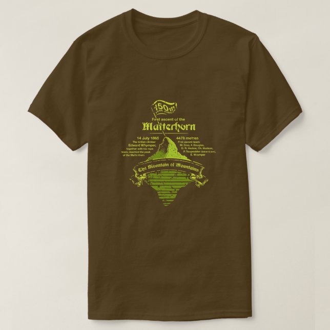 Matterhorn 150:e året Jubilee GRÖNT-MÖRK Tee (Design framsida)