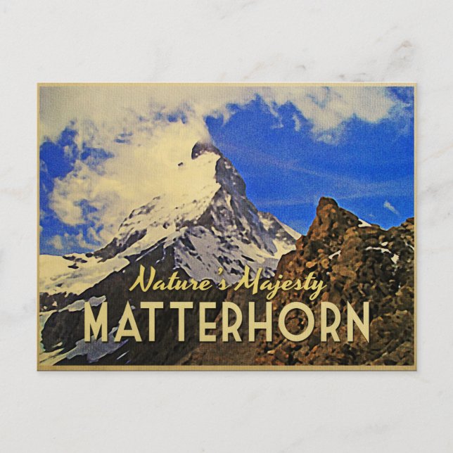 Matterhorn Alpernas Vintage Vykort (Framsida)
