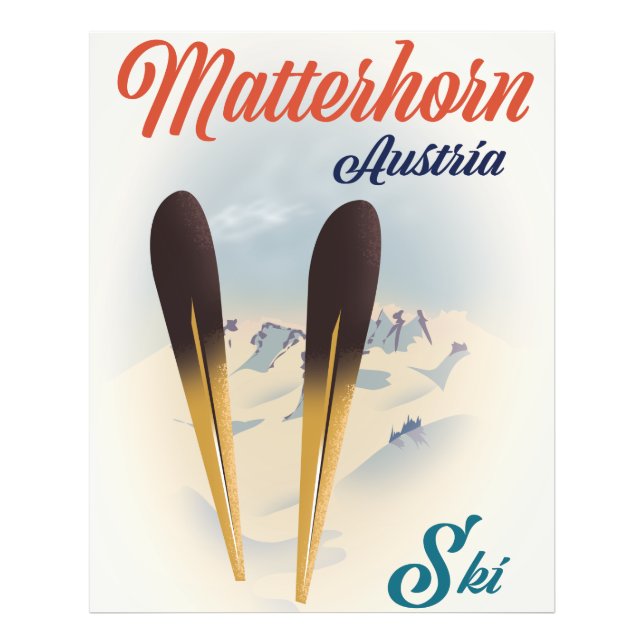 Matterhorn Austria ski poster. Fototryck (Framsidan)