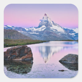 Matterhorn-berget i Zermatt, Schweiz Fyrkantigt Klistermärke