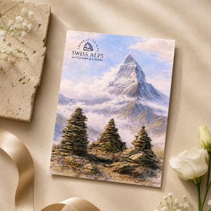 Matterhorn-berget, schweiziska alperna   Akvarell Vykort