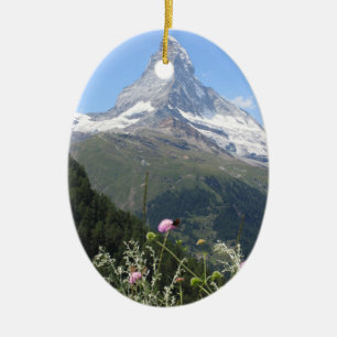 Matterhorn bergfoto julgransprydnad keramik