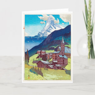 Matterhorn, Hiroshi Yoshida, träklipp Helgkort