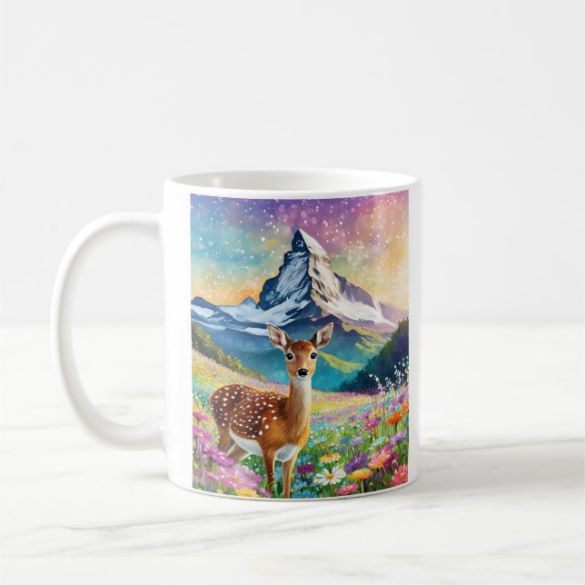Matterhorn i Schweiz och Fawn Kaffemugg (Vänster)