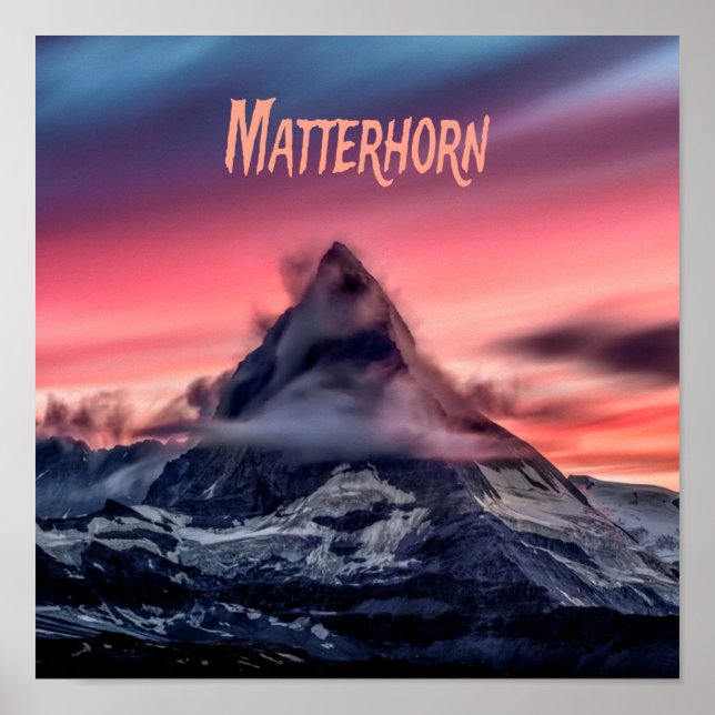 Matterhorn Mountain Europe Alpernas Schweiz Italie Poster (Framsidan)
