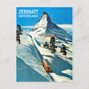 Matterhorn Mountain, Schweiz, Zermatt, vintage Vykort