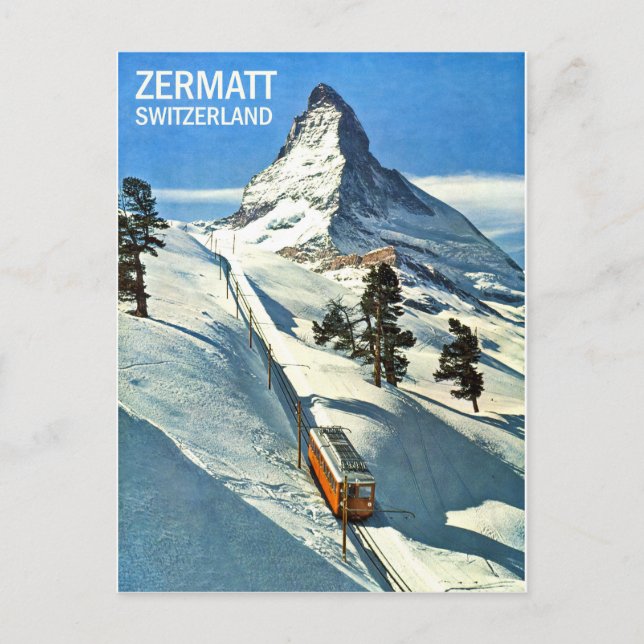Matterhorn Mountain, Schweiz, Zermatt, vintage Vykort (Framsida)