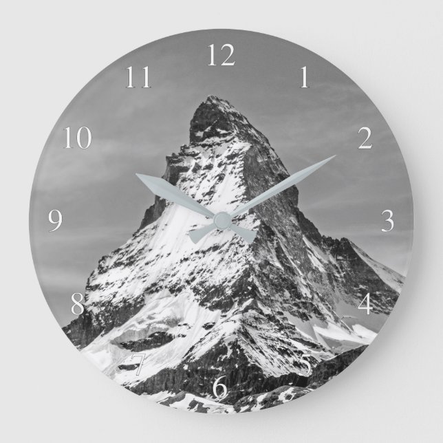 Matterhorn numrerar svartvitt litet stor klocka (Framsida)