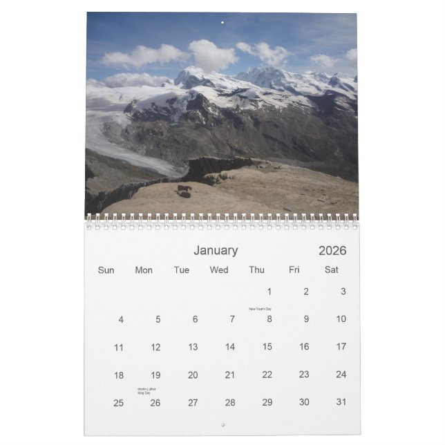 "Matterhorn och för vänner" schweizisk alperna Kalender (Jan 2026)