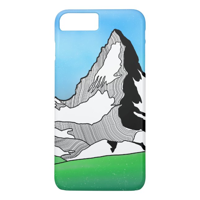 Matterhorn Schweiz-konturkonst, vattenfärg Case-Mate iPhone Skal (Baksida)