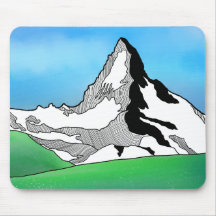 Matterhorn Schweiz-konturkonst, vattenfärg