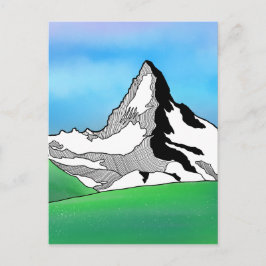 Matterhorn Schweiz-konturkonst, vattenfärg Vykort
