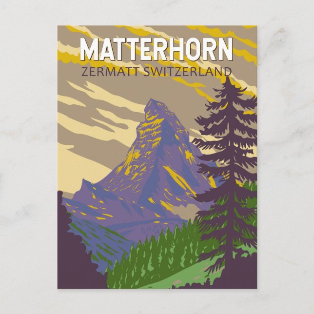 Matterhorn Schweiz Resa Konst Vintage Vykort (Framsida)