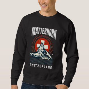 Matterhorn Schweiz - Schweiz Flagga Bära Alpine Mo Lång Ärmad Tröja