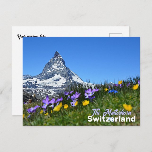Matterhorn Schweiz Travel Souvenir Vykort (Fram/baksida)
