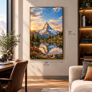 Matterhorn Solnedgång Schweiz. Cinematic Alpin Canvastryck