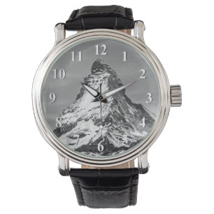 Matterhorn som är svartvit med, numrerar armbandsur