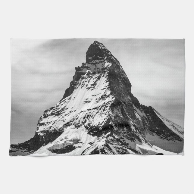 Matterhorn svartvit alperna kökshandduk (Horisontell)